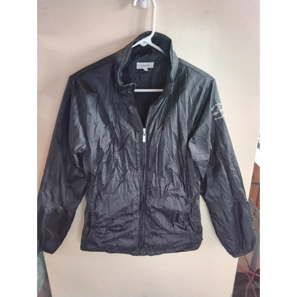 Calvin Klein Golf Jacket Womens Lg Black Old‎ Course St Andrews Windbreaker Zip